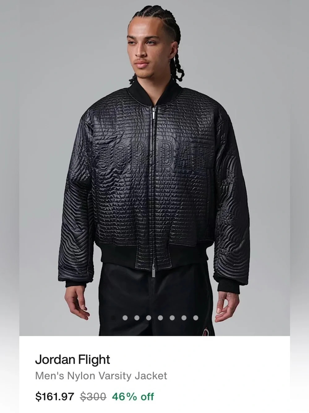 NIKE AIR JORDAN Full Zip Quilted Down Bomber Jacket Mens Large $300 II5314-010